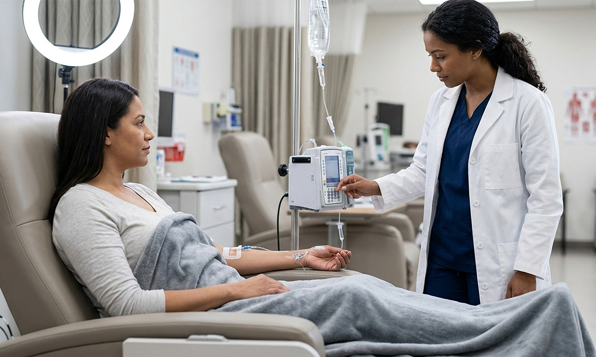 Healthcare professional monitoring a clinical trial participant during an investigator-initiated study in a healthcare setting
